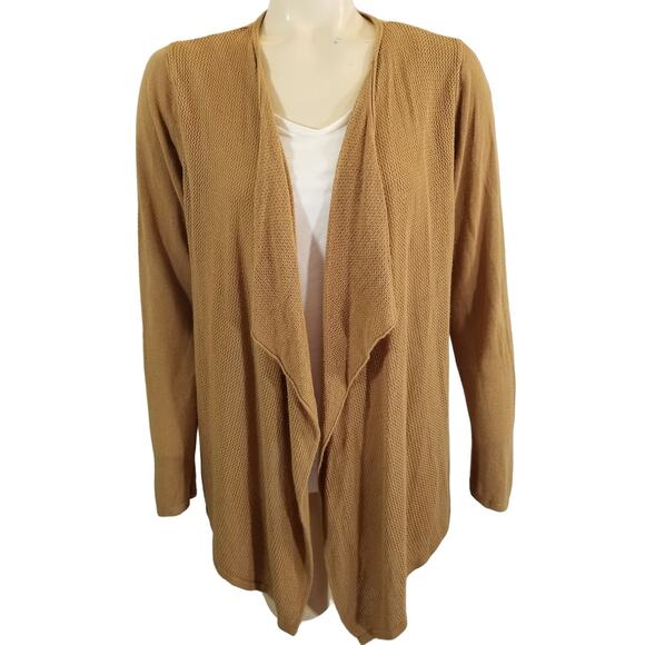 August Silk Cardigan sweater Cascade Open front Brown Size Women's Large - Picture 1 of 9